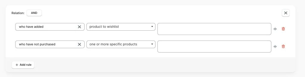 Customer activity and product-interest segment rules