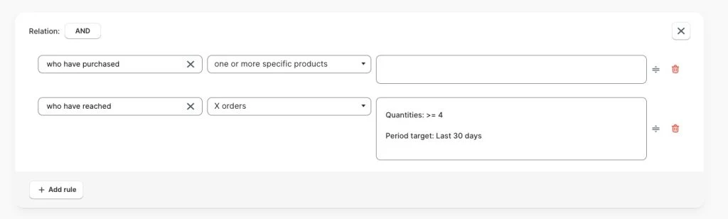 Customer purchase filters in BeyondCart