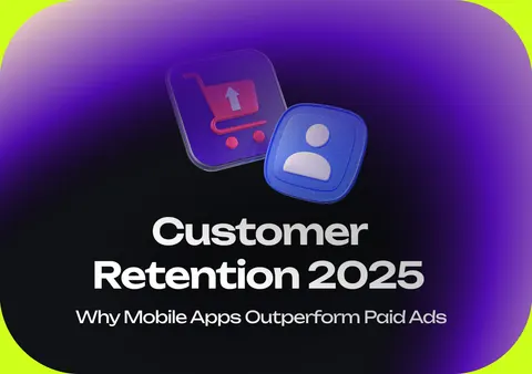 Customer retention illustrated with shopping and profile icons