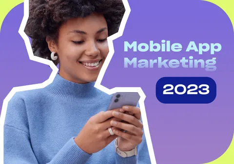 Shopper using a phone to explore mobile app marketing