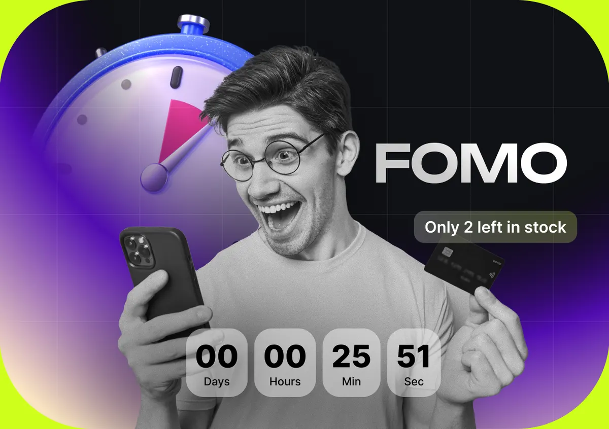 Countdown timer and stock alert illustrating shopping urgency